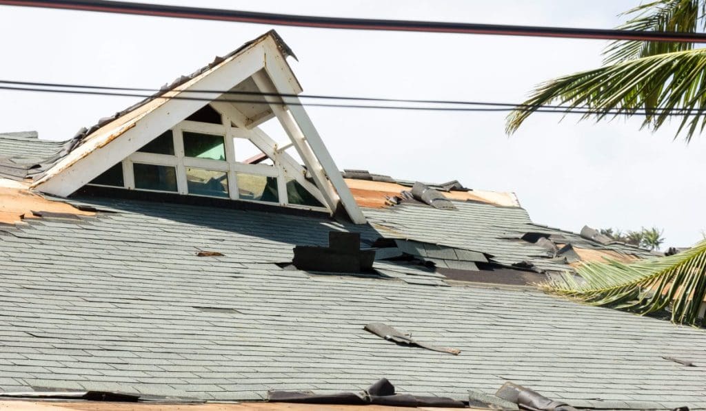 roof damage after a hurricane in High Point North Carolina