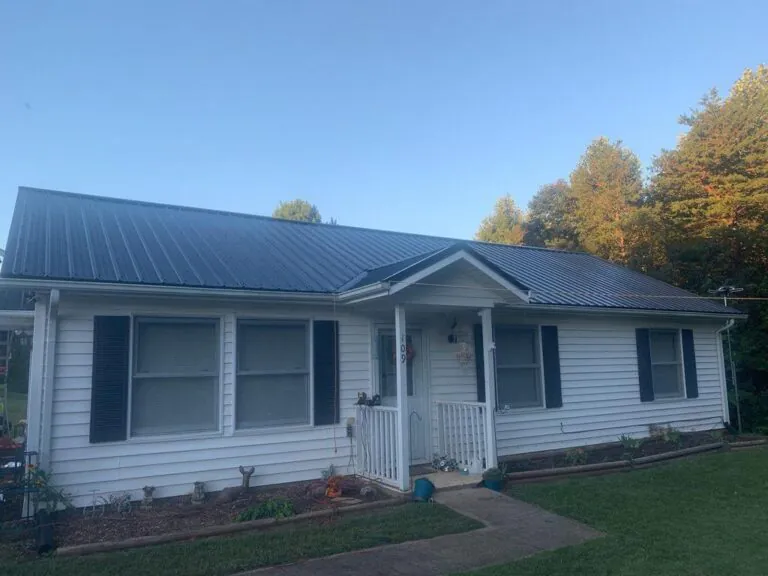 Completed roof replacement on a double-wide manufactured home